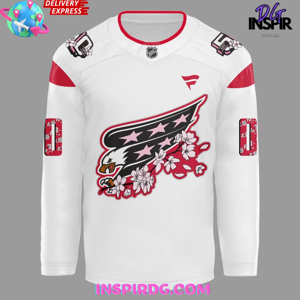 Washington Capitals Cherry Blossom 2025 Red Hockey Jersey - Image 2