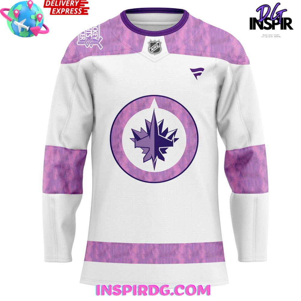 Winnipeg Jets Hockey Fights Cancer Special Hockey Jersey - Image 2