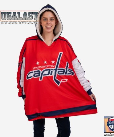New Nhl Washington Capitals Big Logo Blanket Hoodie Hoodie Blanket