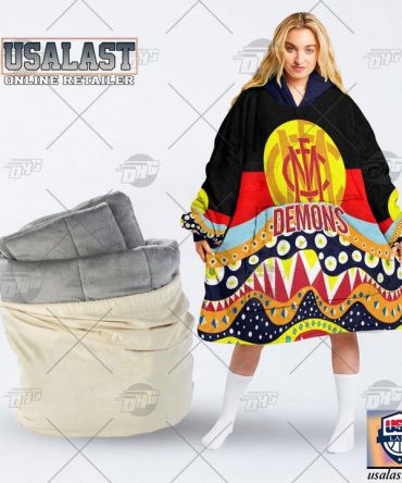 Afl Melbourne Demons Lover Aboriginal Flag Indigenous Blanket Hoodie Hoodie Blanket