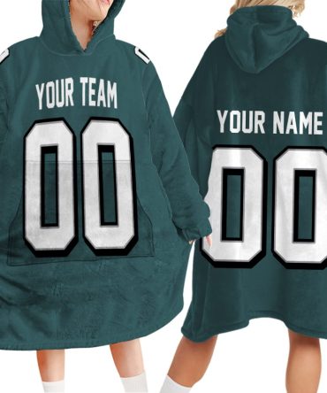 Custom your team name sport Custom your sport team name and number NFL Inspired Football Unisex Blanket HoodieUnisex Blanket Hoodie