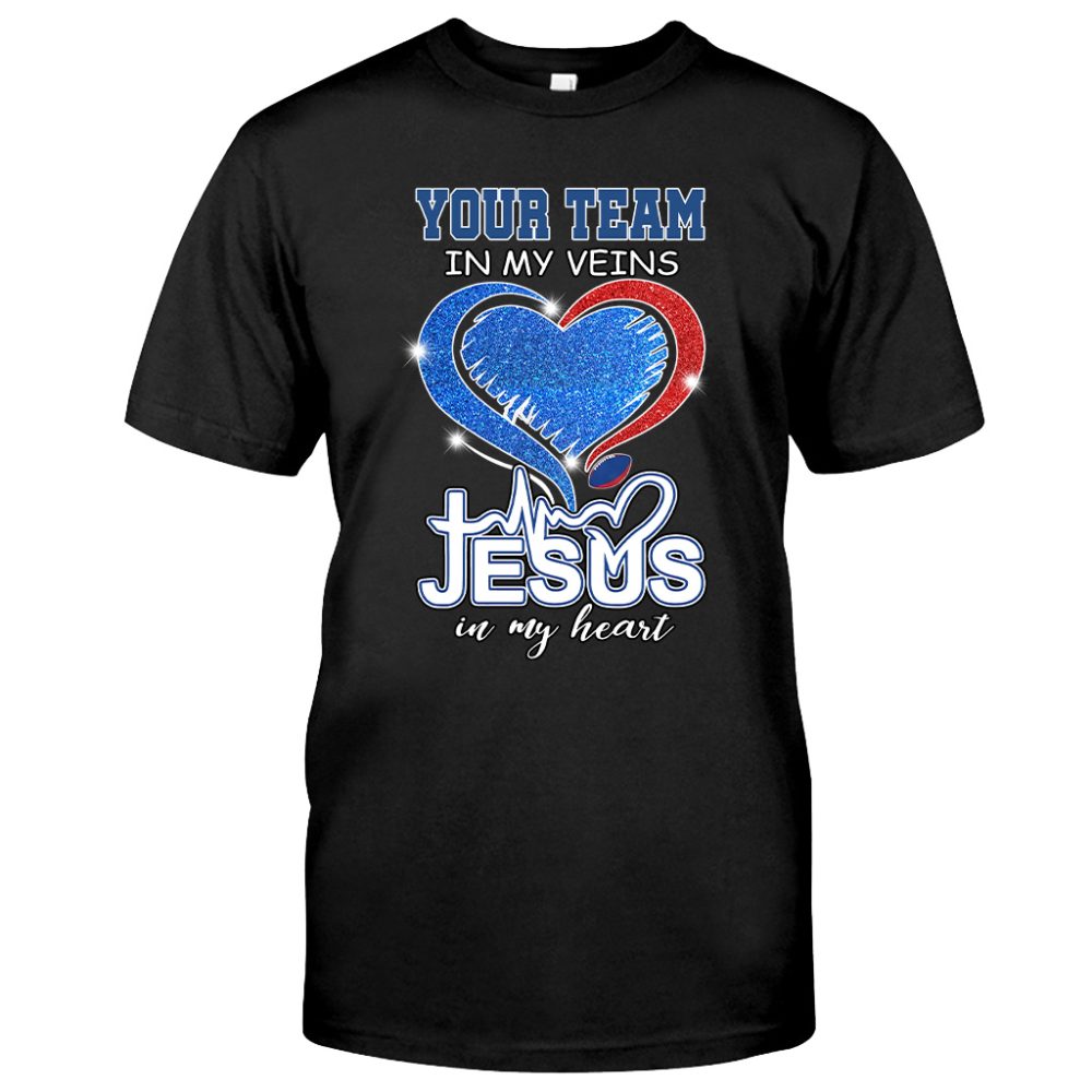 Custom Your Team Name Sport In My Veins Jesus In My Heart New T Shirt
