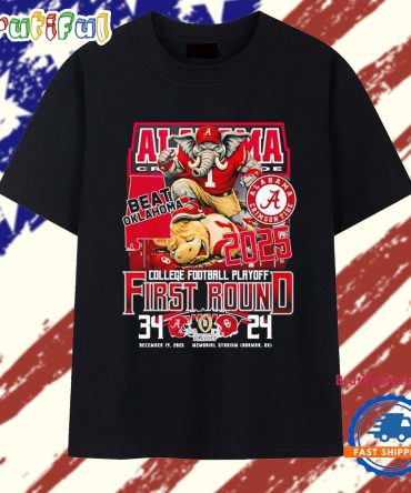 Alabama Crimson Tide 2025 College Football Playoff First Round Beat Oklahoma Mascot T Shirt