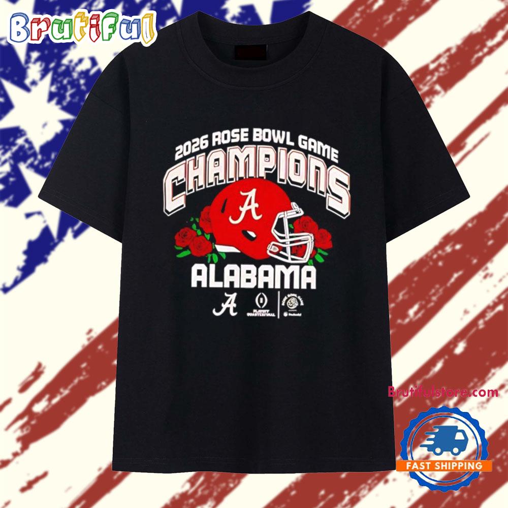 Alabama Crimson Tide 2026 Cfp Rose Bowl Champions Helmet T Shirt