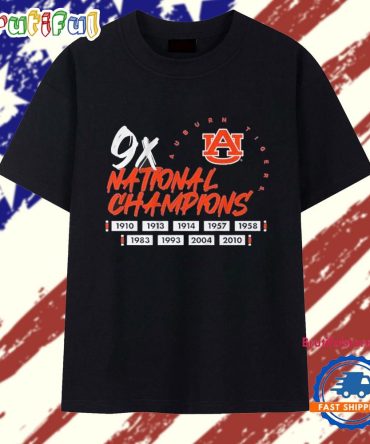 Auburn Football Nine Time 9X National Champions T Shirt