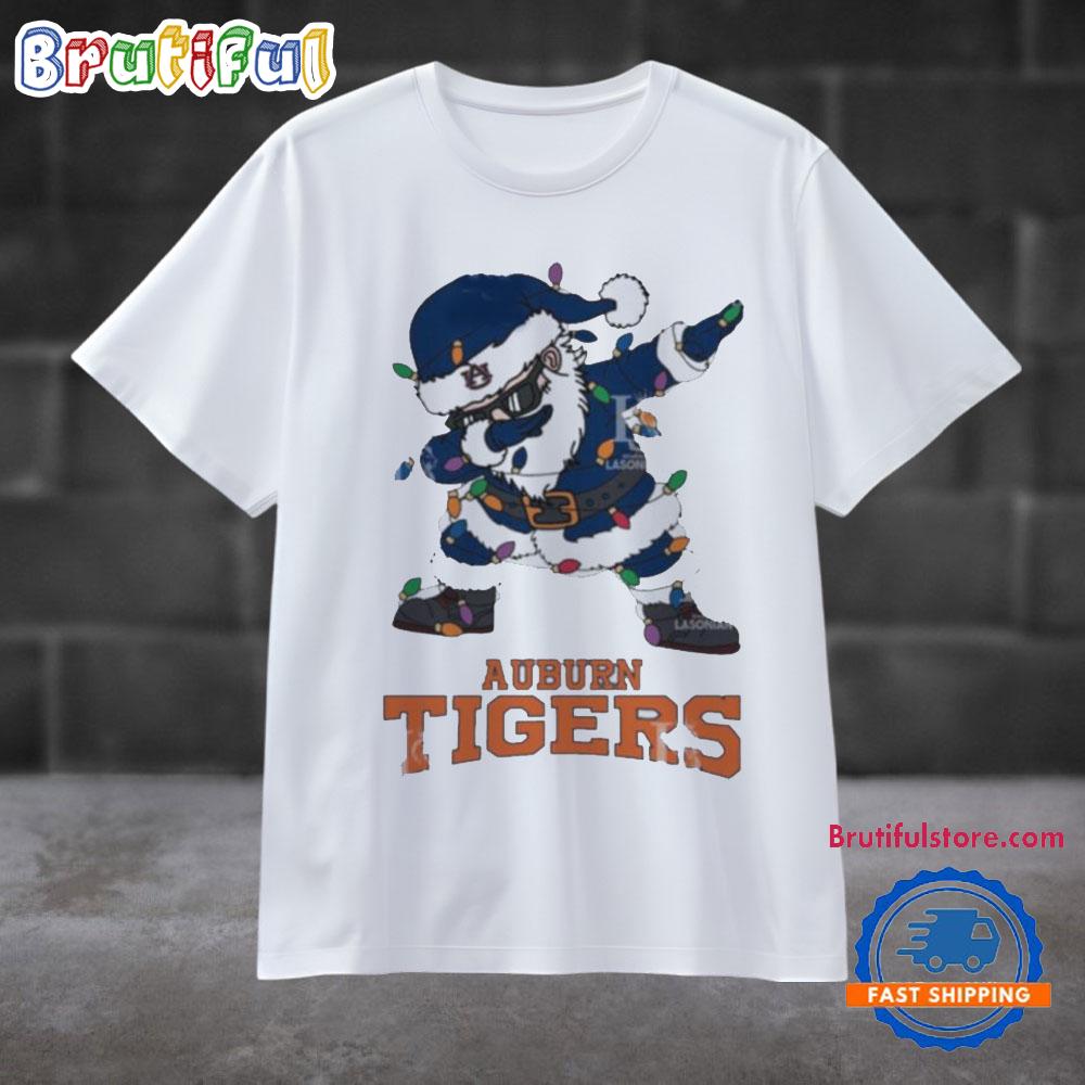 Auburn Tigers Dabbing Santa Claus Ugly Christmas Light T Shirt