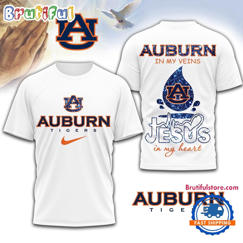 Auburn Tigers Jesus In My Heart Unissex 3D Shirt