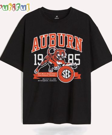 Auburn Tigers Sec Men’S Basketball Tournament Champs Hoops Society Birmingham Alabama 1985 T Shirt