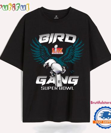 Bird Gang Eagle Mascot Holding The Trophy Super Bowl Lix T Shirt