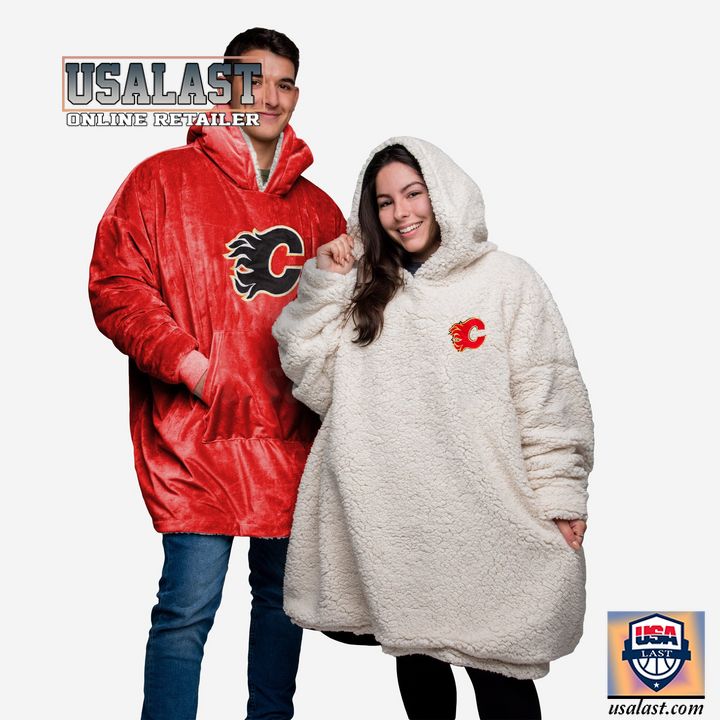Calgary Flames Red Blanket Hoodie Hoodie Blanket - Image 2