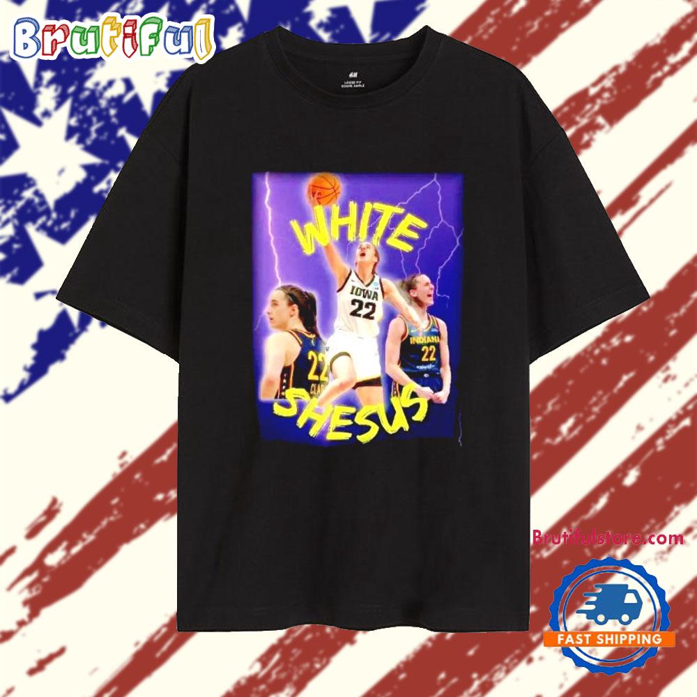 Caitlin Clark White Shesus Graphic T Shirt