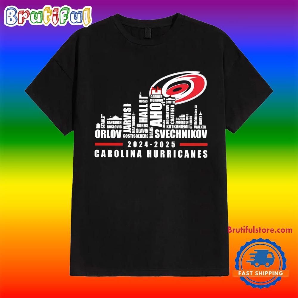 Carolina Hurricanes 2024 2025 Players Name Skyline Shirt