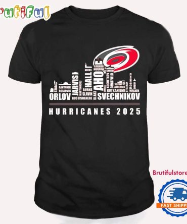 Carolina Hurricanes 2025 Players Names City Skyline T Shirt