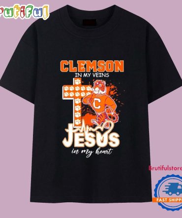 Clemson In My Veins Jesus In My Heart Mascot T Shirt