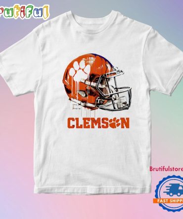 Clemson Tigers Dripping Football Helmet T Shirt