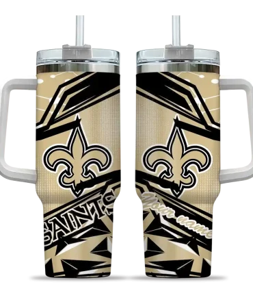 Custom New Orleans Saints Abstract Paths Gold 40Oz Tumbler, Stanley Cup Tumbler