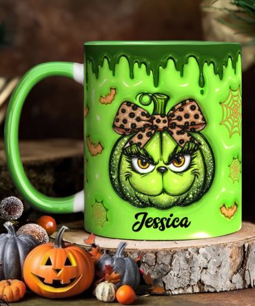 Green Pumpkin - Personalized Stole Christmas Accent Mug