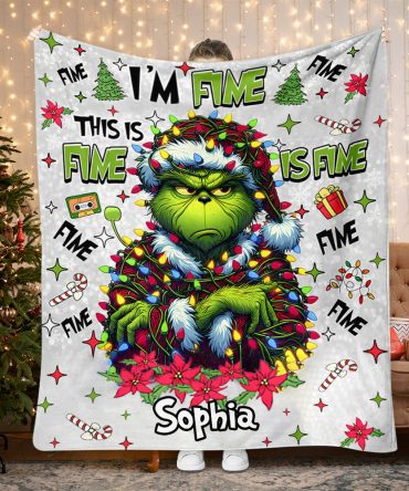 It'S Fine I'M Fine - Personalized Stole Christmas Blanket
