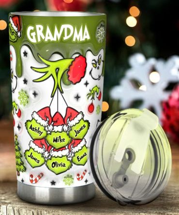 Any Title Green Snowflakes - Personalized Stole Christmas Tumbler
