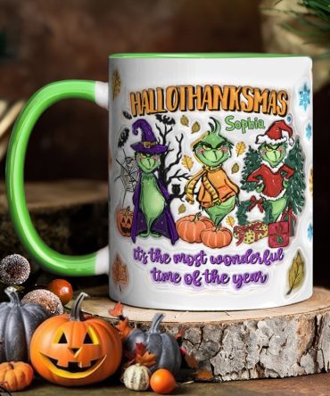 Happy Hallothanksmas - Personalized Stole Christmas Accent Mug