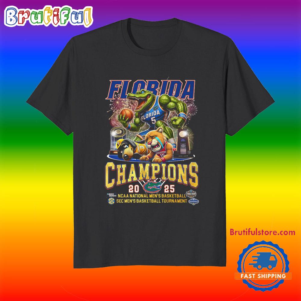 Florida Gators Men'S Basketball 2025 Champions Mascot T Shirt