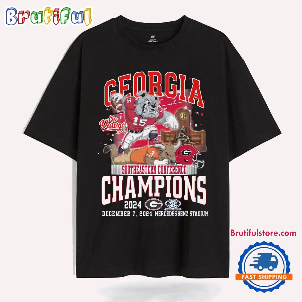 Georgia Go Dawgs Big Ten Conference Champions 2024 Team Graphics T Shirt