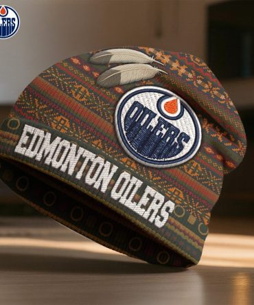 Edmonton Oilers , Premium Nhl Feathered Beanie Hat