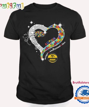 Iowa Hawkeyes Autism Accept Understand Love Heart Diamond T Shirt