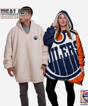 New Nhl Edmonton Oilers Big Logo Blanket Hoodie Hoodie Blanket