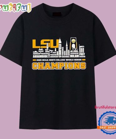 Lsu Tigers 2025 Ncaa Men’S College World Series Champions Players Name Skyline T Shirt