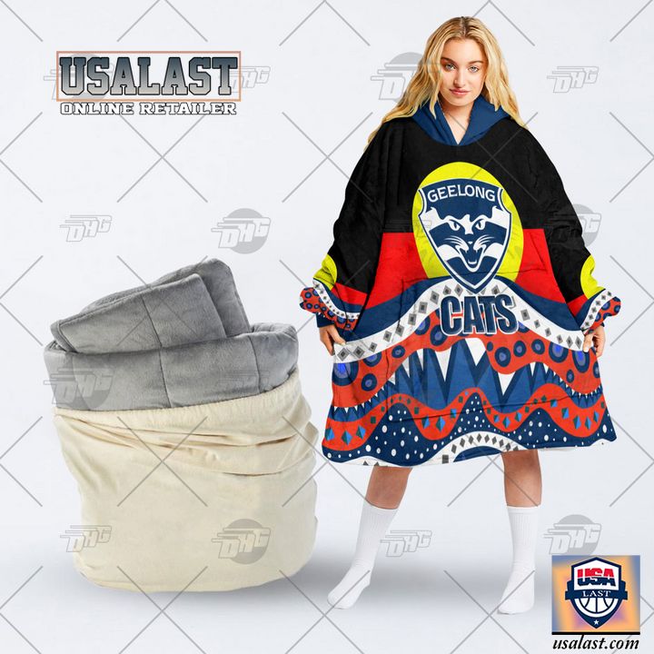 Afl Geelong Cats Lover Aboriginal Flag Indigenous Blanket Hoodie Hoodie Blanket