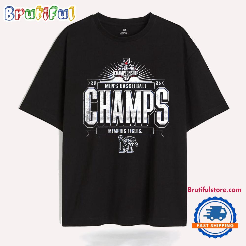 Memphis Tigers 2025 Aac Men’S Basketball Conference Tournament Champions New T Shirt