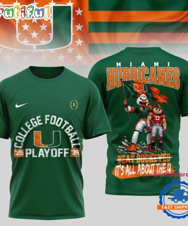 Miami Hurricanes 2025-26 Ncaa College Football Playoffs 3D Shirt