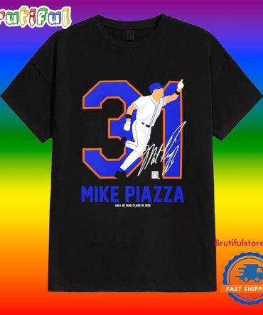 Mike Piazza Baseball Hall Of Fame Members Signature T Shirt