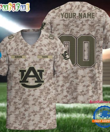 Ncaa Auburn Tigers Camo Veterans Personalized Football Jersey
