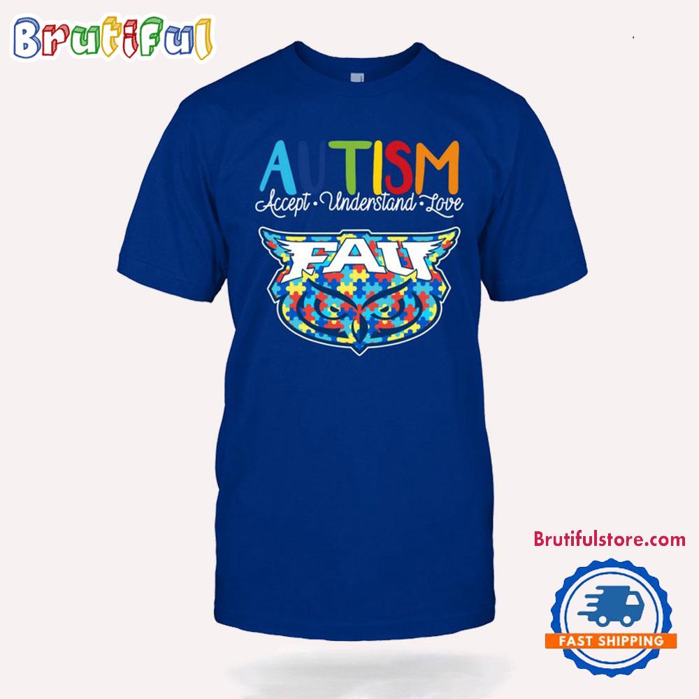 Ncaa Florida Atlantic Owls Autism Accept Understand Love T-Shirt
