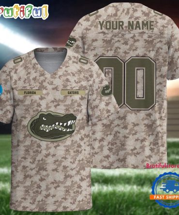 Ncaa Florida Gators Camo Veterans Personalized Football Jersey