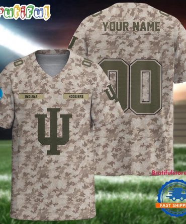 Ncaa Indiana Hoosiers Camo Veterans Personalized Football Jersey