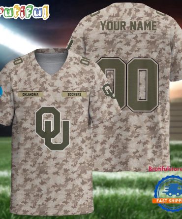 Ncaa Oklahoma Sooners Camo Veterans Personalized Football Jersey