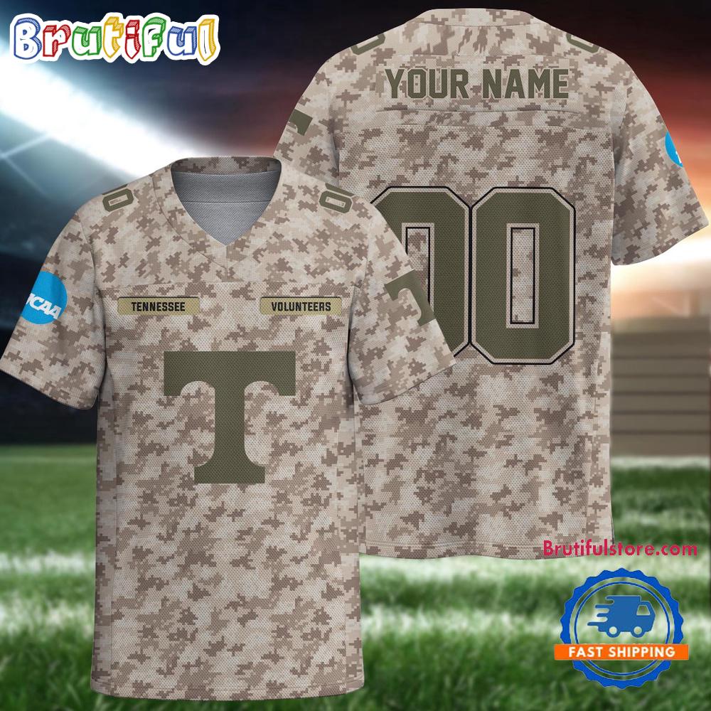 Ncaa Tennessee Volunteers Camo Veterans Personalized Football Jersey