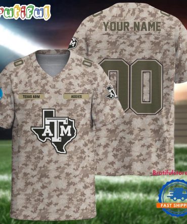 Ncaa Texas Am Aggies Camo Veterans Personalized Football Jersey