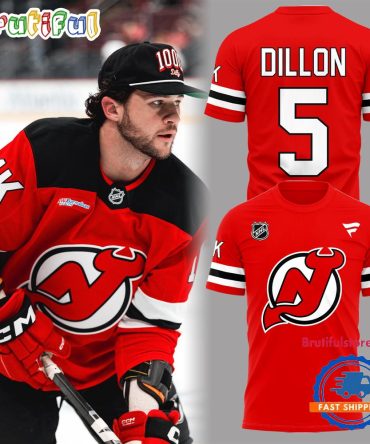 New Jersey Devils Brenden Dillon 1000 Career Nhl Games Graphic Red T Shirt