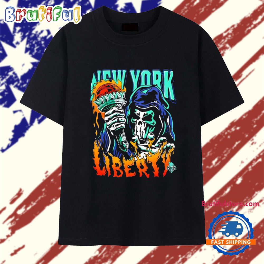 New York Liberty Torch Player Skeleton T Shirt