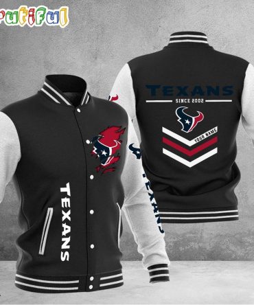 Nfl Houston Texans Football Team Personalized Varsity Baseball Jacket