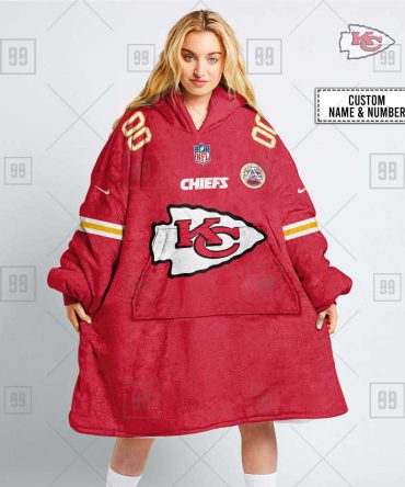 Nfl Kansas City Chiefs Custom Name Number Red Home Jersey Blanket Hoodie