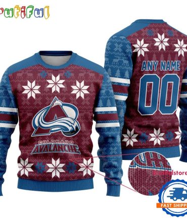 Nhl Colorado Avalanche Hockey Snow Christmas Ugly Sweater