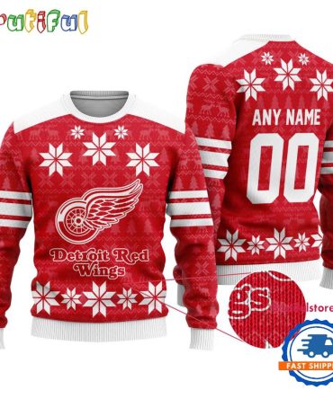 Nhl Detroit Red Wings Hockey Snow Christmas Ugly Sweater