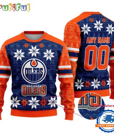 Nhl Edmonton Oilers Hockey Snow Christmas Ugly Sweater
