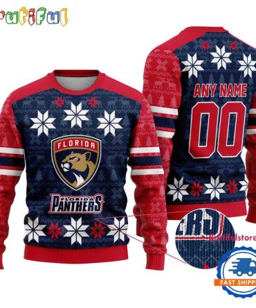 Nhl Florida Panthers Hockey Snow Christmas Ugly Sweater