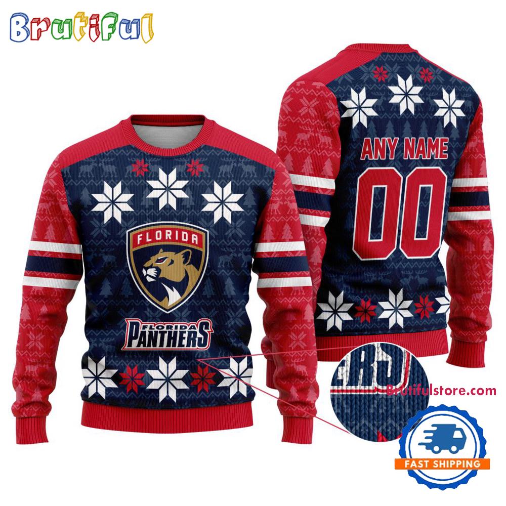 Nhl Florida Panthers Hockey Snow Christmas Ugly Sweater